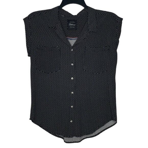 Jachs Girlfriend Blouse Size Small Hearts Pattern Button Closure Cap Sleeves - Picture 2 of 8